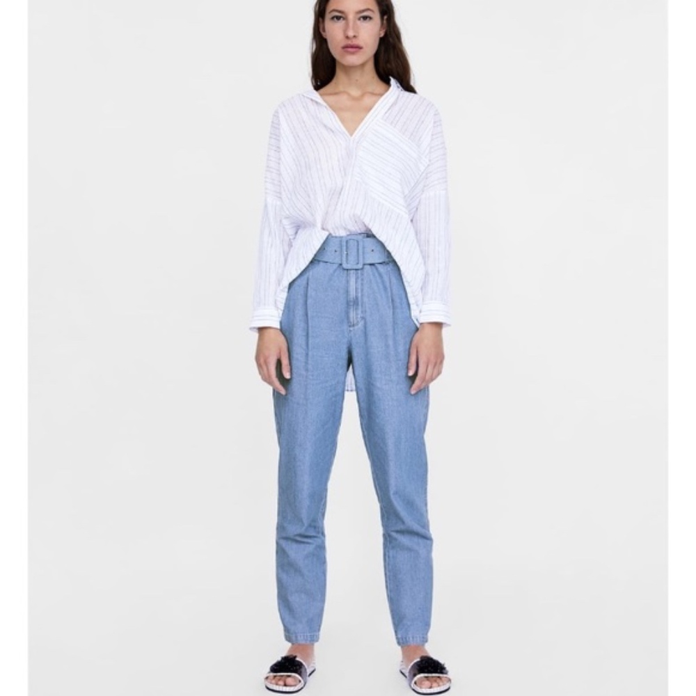 Zara Indigo Pants with Belt, NWT